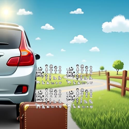 Image of 4 Pcs Car Sticker I Love My Family Car Bling Stickers and Decals Pet Cat Dog Animal Decal and Cars Walls Laptop Luggage for Car Window Bumper Phone Notebook Decorative Decal Practical Design