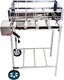 Churrasqueira Portátil com Rodinha e Grill Giratório 5 Espetos Issi Grill