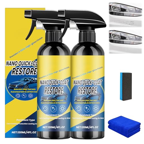 2PCS Nano Quick Coat Restore Quick Effect Coating Agent for Cars 120ml Rapid Ceramic Coating Spray Long-Lasting Protection Hydrophobic Car Coating Spray for Shine and Protection for Cars