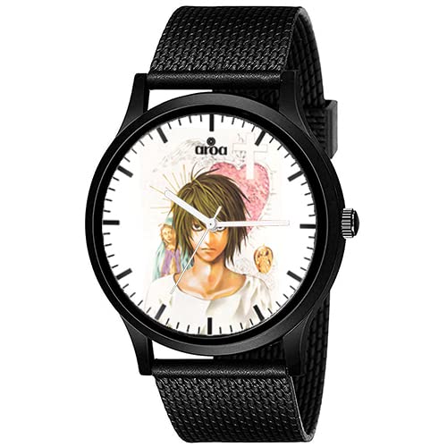 AROA Watch New Watch for L - Obata Takeshi Death Note Men Black Metal Type Rubber Analog Watch White Dial for Men Stylish Watch for Boys (B0C1JY2H9M) Amazon Price History, Amazon Price Tracker