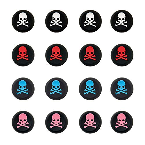 SUBANG 16 Pieces Silicone Skull Design Thumb Grip Caps Controller Joystick Cap Covers for PS3, PS4, Xbox 360, Xbox One Analog Stick Caps Replacement