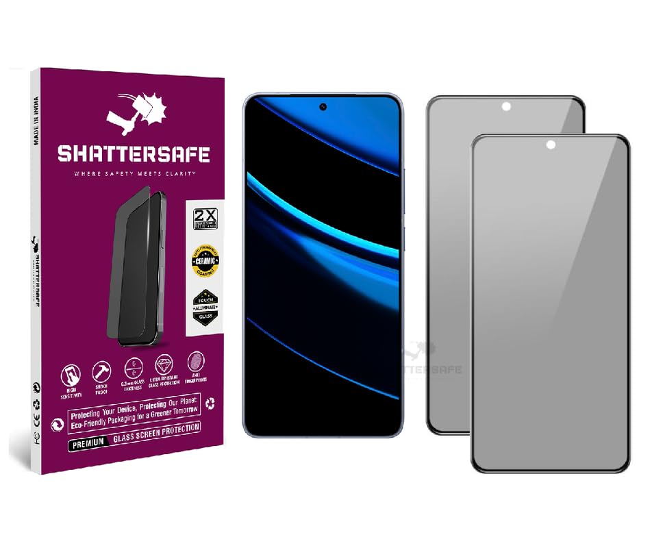 Image of Anti-Spy Privacy Tempered Glass Compatible For Poco F7 Pro / F7 Ultra / M7 Pro 5G [Pack of 2]. Anti-Scratch, Edge-to-Edge Protection With Easy Installation Kit & Case Friendly Fit.