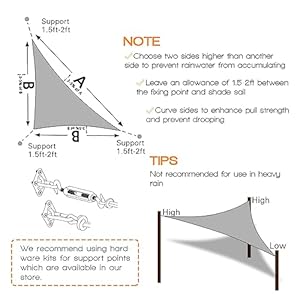 Artpuch 12' x 12' x 17' Wall Triangle Sun Shade Sails UV Block for Shelter Canopy Patio Garden Outdoor Facility Beach and Activities (12'x12'x17' Light Grey) Artpuch 12 x 12 x 17 Wall Triangle Sun Shade Sails UV Block for Shelter Canopy Patio Garden Outdoor Facility Beach and Activities 12x12x17 Light Grey