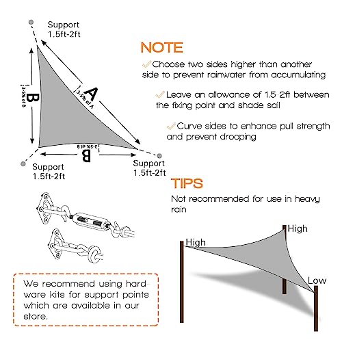 Artpuch-12-x-12-x-17-Wall-Triangle-Sun-Shade-Sails-UV-Block-for-Shelter-Canopy-Patio-Garden-Outdoor-Facility-Beach-and-Activities-12x12x17-Light-Grey Artpuch 12 x 12 x 17 Wall Triangle Sun Shade Sails UV Block for Shelter Canopy Patio Garden Outdoor Facility Beach and Activities 12x12x17 Light Grey