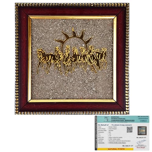 Image of 7 Running Horses Golden Wall Frame Wallpaper for Home & Office | Vastu & Feng Shui Good Luck Wall Decor