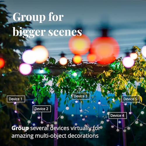 Smart LED RGB Festoon Lights with 20 Bulbs for Indoor and Outdoor Use, Alexa and Google Home Compatible