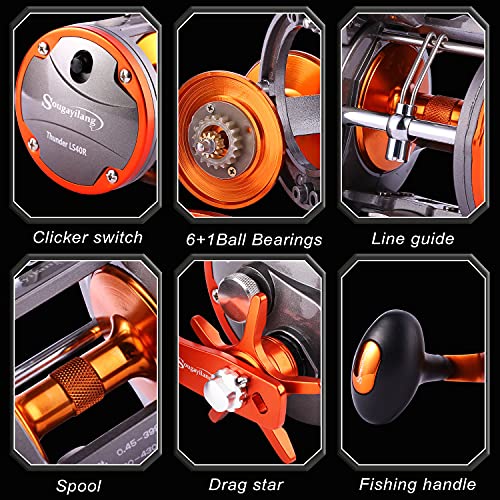 Image of Sougayilang Line Counter Trolling Reel Conventional Level Wind Fishing Reel