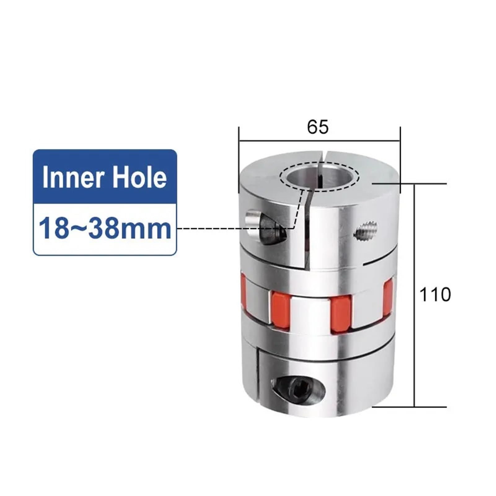 Compatible avec les coupleurs de moteur pas à pas for machine de gravure en étoile à couplage prune D65 L110, trous intérieurs 18/19/20/22/24/25/28/30/32/35/38 mm(22-28)