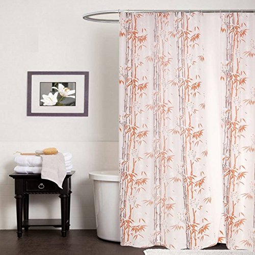CASA FURNISHING PVC Plastic Vinyl 54x78 inches/4.5x7 ft Shower Bathroom Curtain with 8 Hooks (Orange)