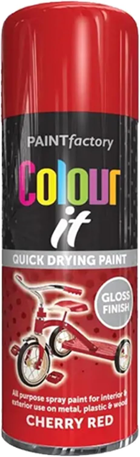 Colour It Cherry Red Quick Drying Paint, Multi-Surface, Gloss Finish, Smooth Coverage, Durable, Rust-Resistant, Long-Lasting, Ideal for Doors, Gates, Railings & Furniture, 400ml (Pack of 1)
