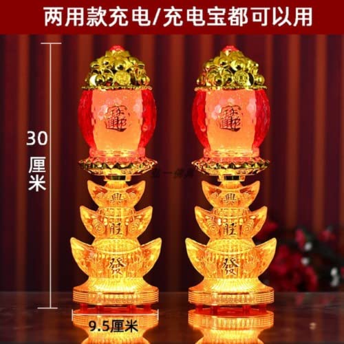 XIALON 1 Pair 20cm God of Wealth Lamp Electric Candlestick Supply Buddha Led Light Eternal Candle Lamp Smokeless