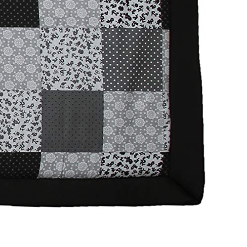 Image of CRAFT OF INDIA - Foldable korai Grass chatai 3X6 ft, Black Cotton with 15MM Soft Foam Hand Made