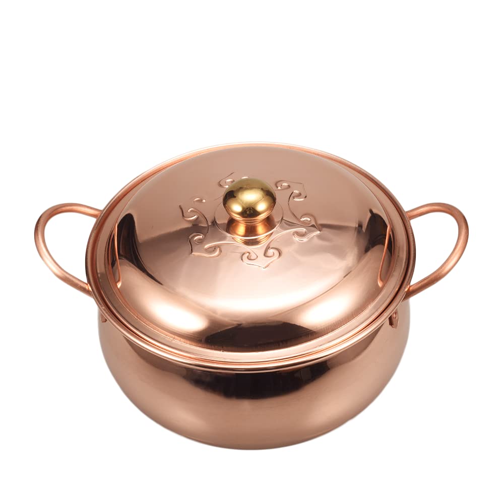YINOX - Faitout en cuivre pur - 24 cm - Fait main - Martelé et poli - Pour cuisinière à gaz