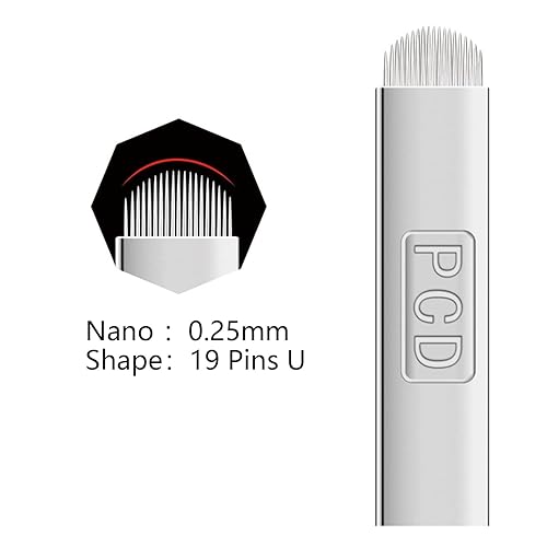 Miniatura 40 de S7 30 agujas de microblading con 0.008 in de diámetro, agujas de tatuaje manual de cejas de maquillaje permanente, hojas de microblading - azul 7