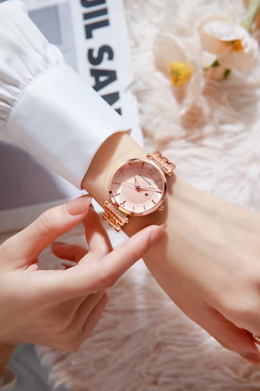 Image of Giordano Exquisite Analog Watch for Women with Round Cut Glass Textured Dial, Date Display Function, Quartz Movement and Stainless Steel Strap - GZ-60111