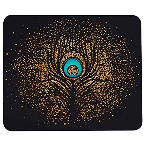 Pehede Mouse pad with Anti-Slip Rubber Base, Easy Gliding,Computer Mouse Mat for Computers, Laptop, Gaming, Office & Home, 7.9*9.5 in,Sparkling Gold Feather Cover
