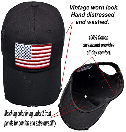Image of Antourage American Flag Unisex Baseball Hat for Men and Women | USA Flag Mesh Snapback Flat Visor Cap + 2 Patriotic Patches