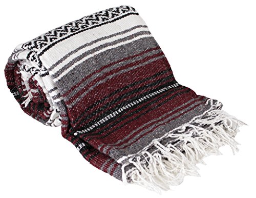 Canyon Creek Authentic Mexican Yoga Falsa Blanket (Burgundy)