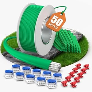 COZCLAM 50m Boundary Cable + 50 Pegs + 10 Cable Connectors + 10 Connection Terminals for Robot Lawnmower, Garden Accessory Set, Universal Boundary Wire, Compatible with Gardena/Bosch/Worx
