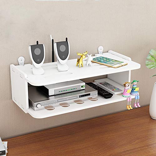 des An Der Wand Montierten Projektorregals, Das Weiße TV-Set-Top-Box-Regal Wird Im Wohn- Und Schlafzimmer Verwendet. 45 * 24 * 15 cm