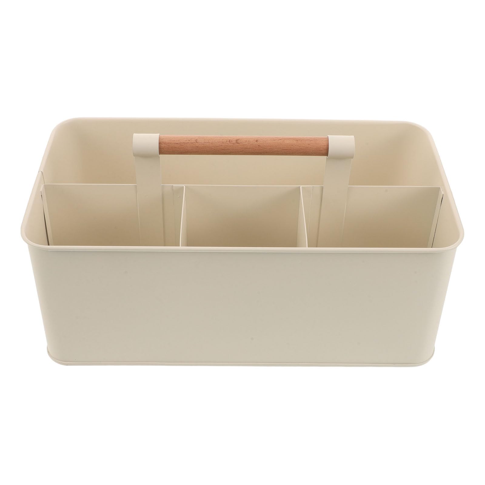 Toddmomy Organizador de Herramientas de jardín: Cesta metálica con 4 Compartimentos - 33 x 18 x 13 cm (13 x 7 x 5 Pulgadas) portátil con asa para Uso Interior y Exterior, Color Beige.