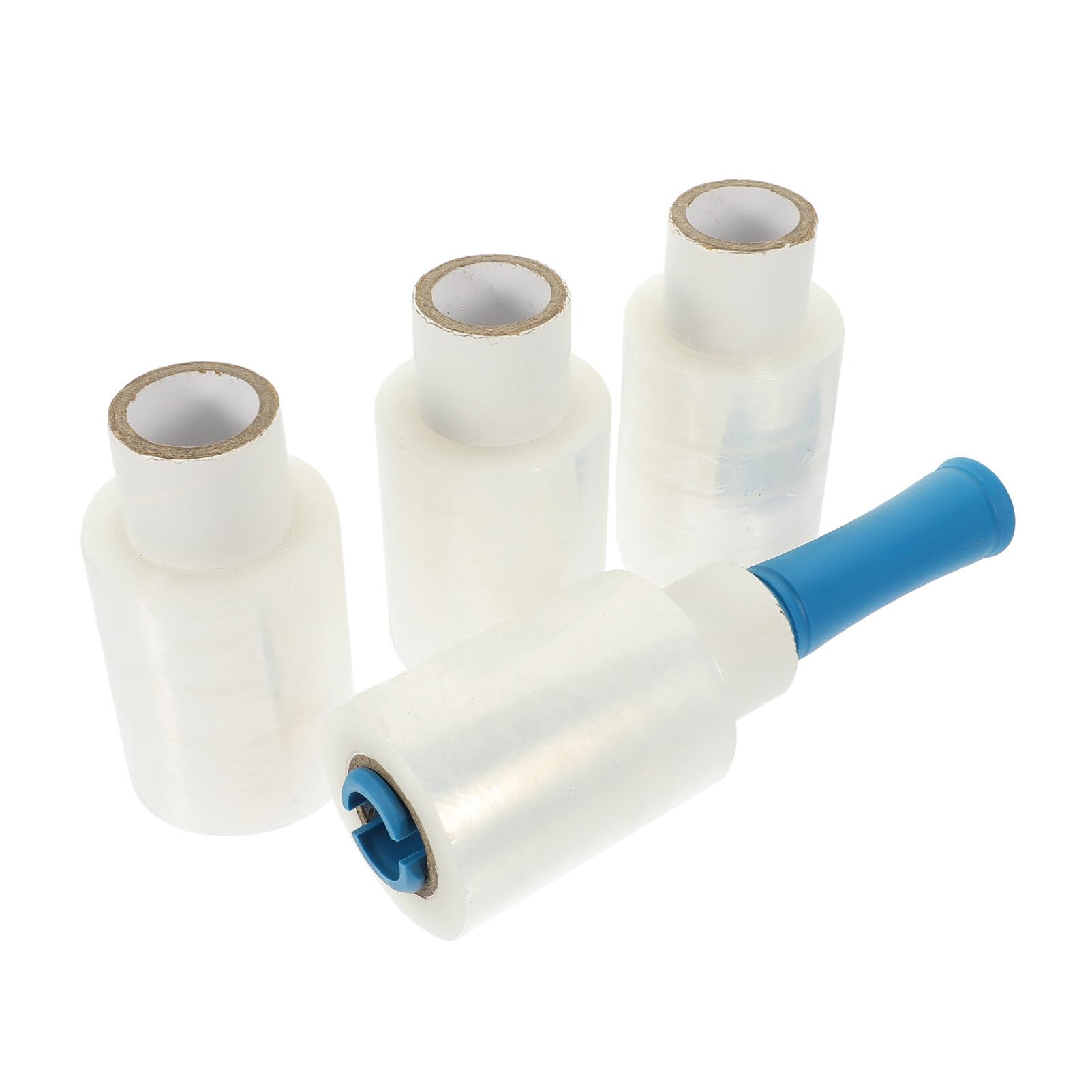 1 Set Handle Stretch Film Clear Adhering Plastic Wrap Film Mini Stretch Wrap Roll Miniature Shrink Handheld Wrapping Film Handle Industrial Elastic Film