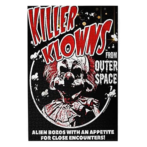 Killer Horror Klowns Movie from Outer Space Jigsaw Puzzle Picture Puzzles Unisex 1000 Pieces Puzzles for Everyone Relaxing Wooden Puzzle Wall Painting Fun Puzzle Suitable for Graduation Cool Puzzles Cover