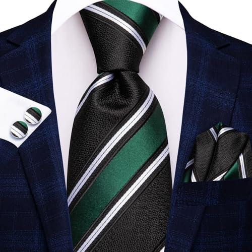 Image of Dubulle Mens Tie and Lapel Pin Paisley Striped Floral Necktie for Men Pocket Square Cufflinks 4PCS Set Wedding Party
