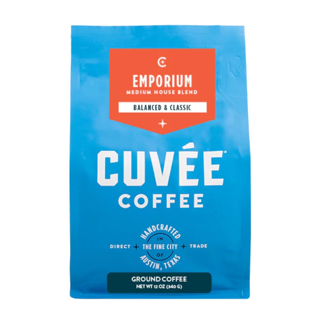 CUVEE COFFEE Ground Emporium Medium Roast Coffee – 12 oz Bag, Smooth Balanced Arabica, Small-Batch Roasted for Everyday Brewing