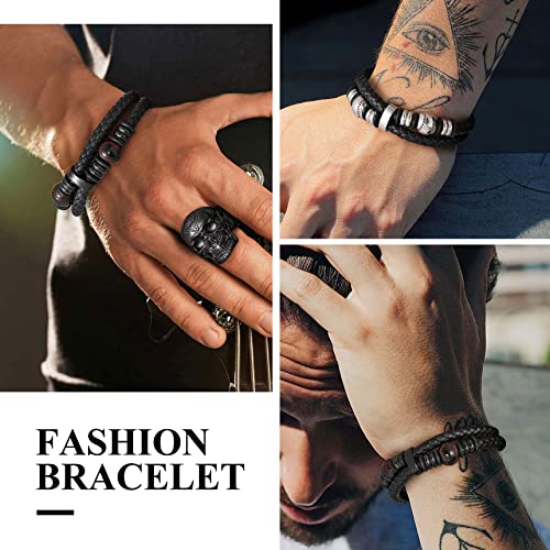 Bestyle Genuine Leather Braided Stainless Steel Baseball Bead Bracelets For Men Boys, Fashion Wirstband Ball Sport Bracelets Mens Sports Jewelry For Baseball Sprots Fan Maior League Baseball Player #TOP3