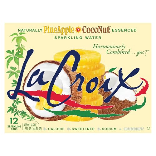 Image of LaCroix Sparkling Water | Pineapple Coconut Flavor | 12-Pack | Naturally Essenced, Zero Calorie, Sodium Free | 12 Fl Oz Cans
