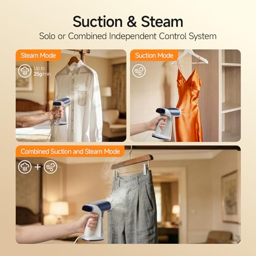FEPPO Vacuum Steamer for Clothes, Handheld Garment Steamer with Suction, 2-in-1 Steam & Iron, LED Display, Adjustable Suction & Steam Modes, One-Hand Vacuum Steamer for Home (For 110-120V) — view 3