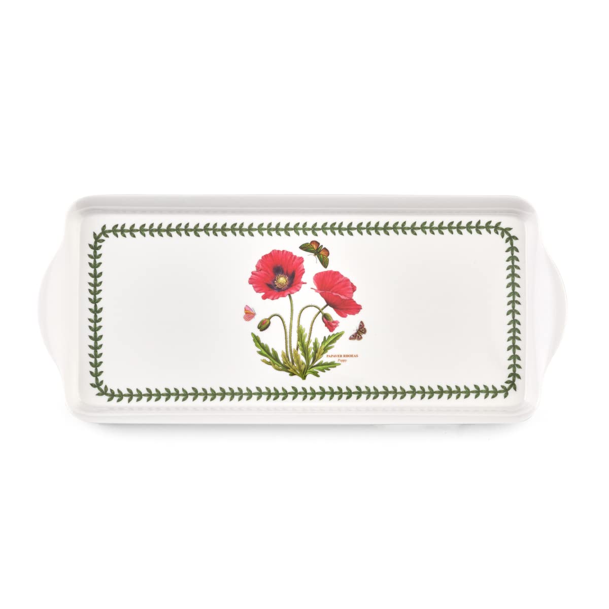 Botanic Garden Sandwich Tray, Vibrant Poppy - Durable Melamine Serving Platter for Indoor & Outdoor Use - Decorative Servware for Crudité & Appetizer Tray, Dishwasher Safe (15" x 6.5")