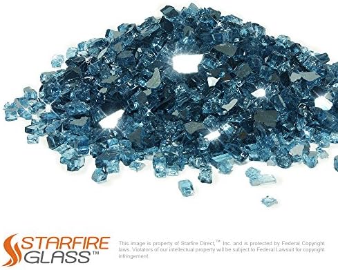 Starfire Glass 10-Pound 1/4 Inch Pacific Blue Fire Glass for Fireplace Glass and Fire Pit Glass