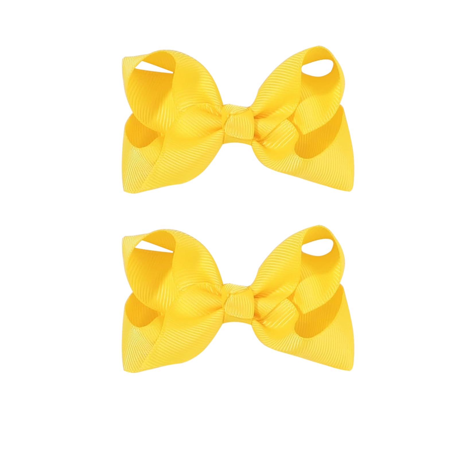 2 lazos para el pelo de 4.5 pulgadas para niñas, cinta de grogrén, pinzas de cocodrilo, accesorios para el cabello para bebés y niñas pequeñas (amarillo)