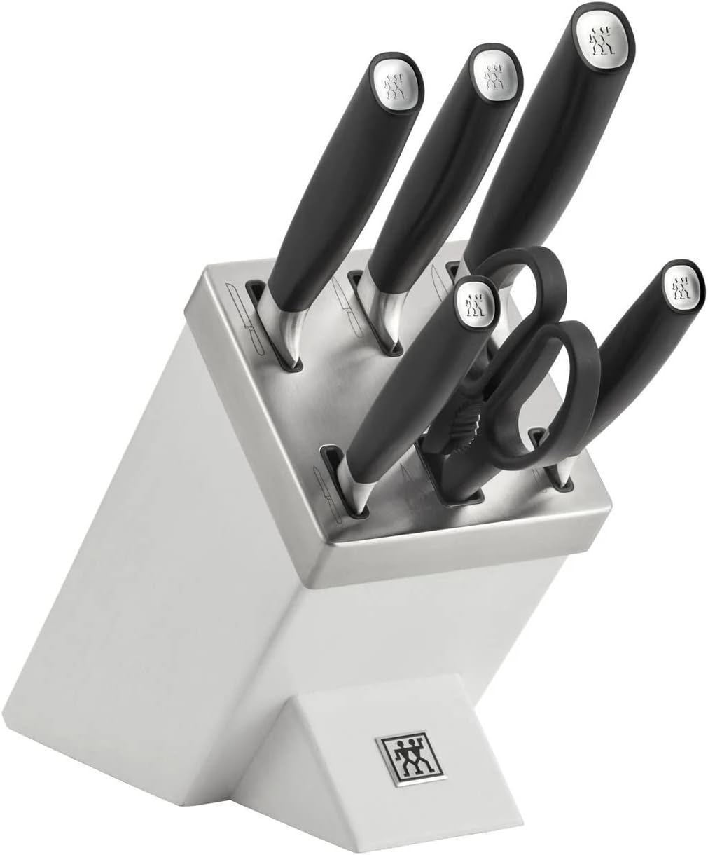 ZWILLING 7-Piece Knife Block Set, Silver & White