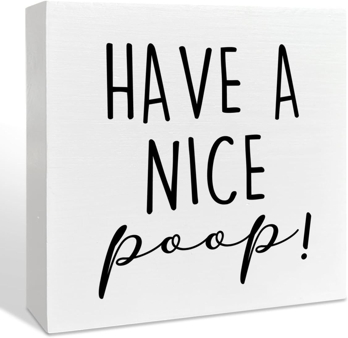 Funny Bathroom Wood Box Decor Sign, Have A Nice Poop, Funny Batroom Wooden Box Sign Decorations for Restroom Washroom Toilet 5x5 Inch