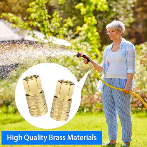 2 Pack 1/4 Inch NPT Female Industrial Air Hose Coupler, Brass Quick Connect Fittings for Air Compressor, Automotive Repair and Professional Jobsites - Thumbnail 4