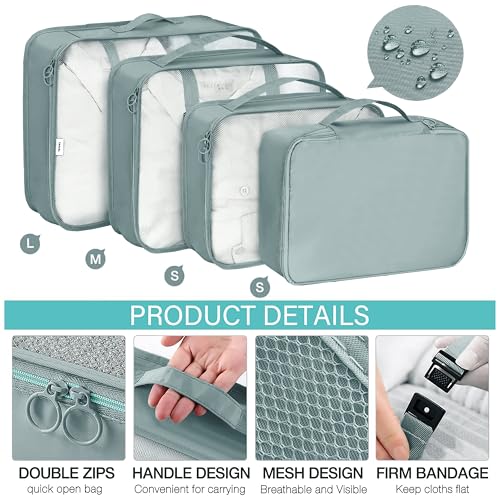 Image of Storite 7Pcs Travel Packing Cubes Set for Luggage Clothes Laundry Toiletry Cosmetics Accessories, Lightweight Suitcase Organizer Bags, Durable Polyester Travel Organizers (Grey)