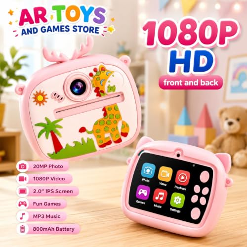 Image of Kids Instant Print Camera | Inkless Thermal Digital Camera with HD Video, Selfie, Music, Games, 2.4 inch Screen, SD Card Support | Gift for Boys & Girls (Multicolor)