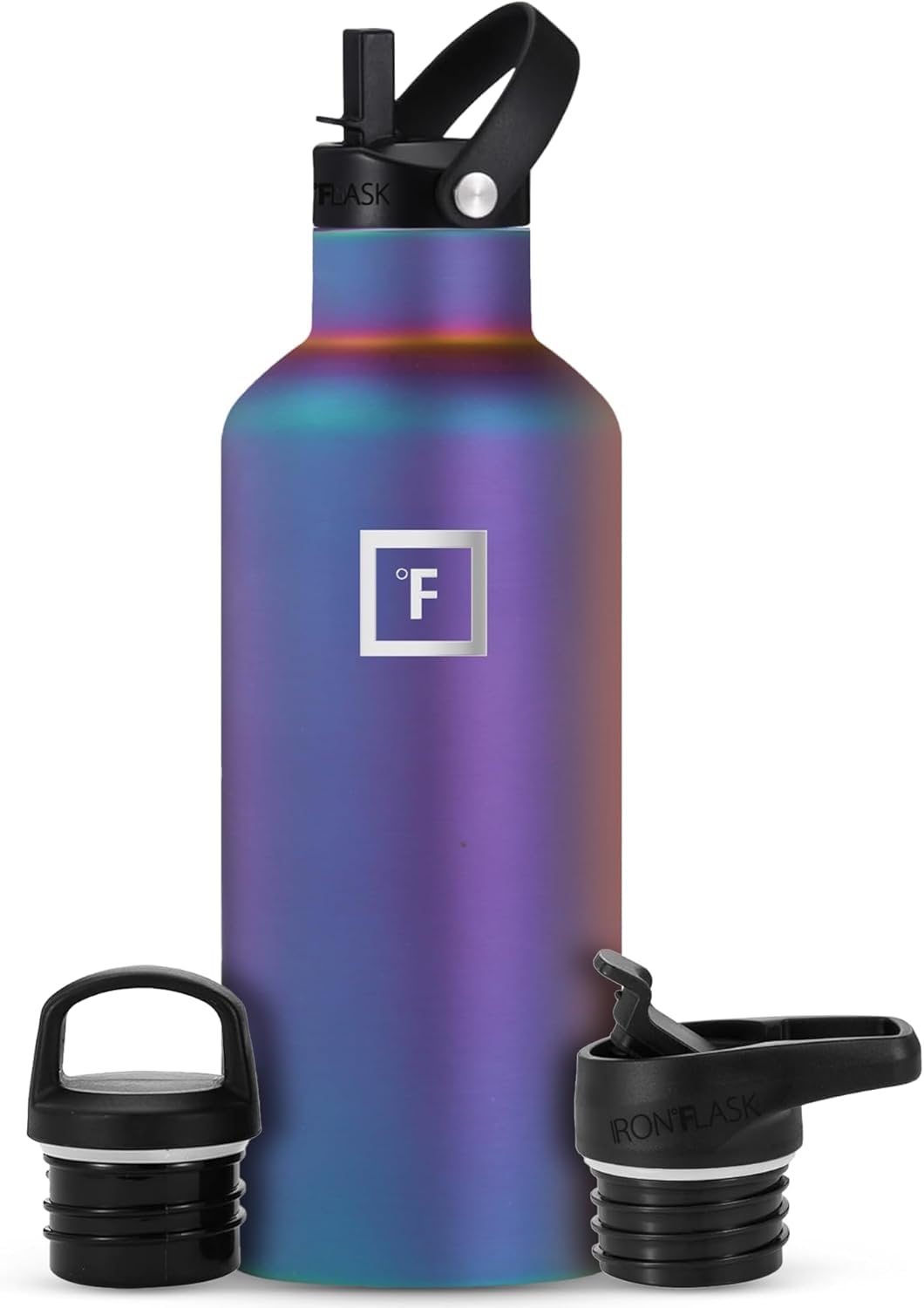 IRON °FLASK Camping & Hiking Hydration Flask with Straw, BPA-Free Insulated Stainless Steel Sports Water Bottle - 32 oz Aurora