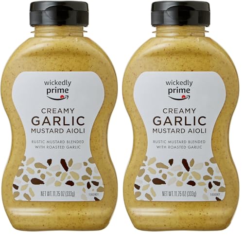 Amazon Brand - Wickedly Prime Mustard, Creamy Garlic Aioli, 11.75 Ounce (pack of 2)