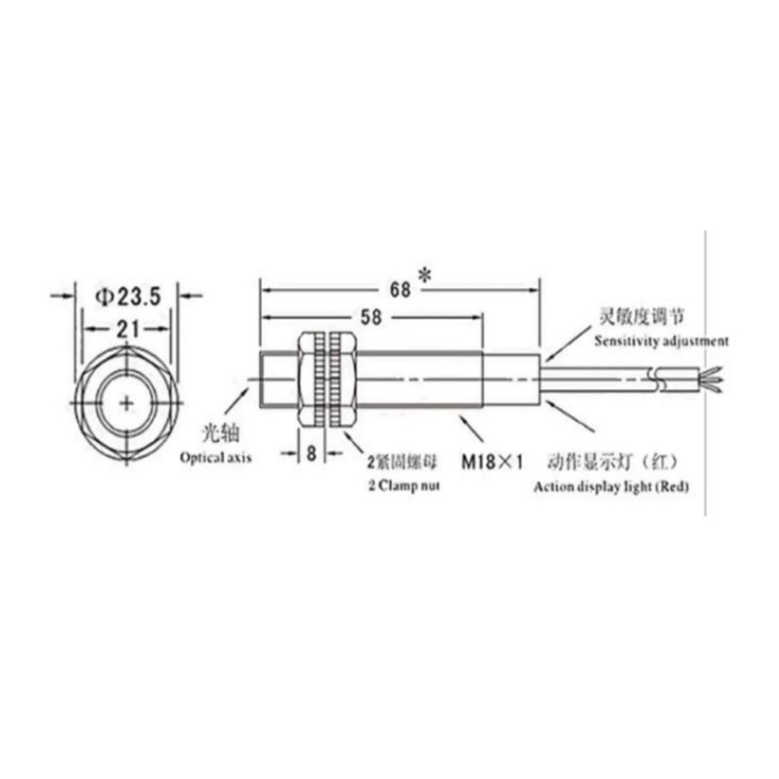 Jednorazowy przełącznik do szafy świetlnej, czujnik E3F NPN PNP DC12-24 V AC90~250 V odległość wykrywania 60 m regulowana NO/NC (60 m AC NO)