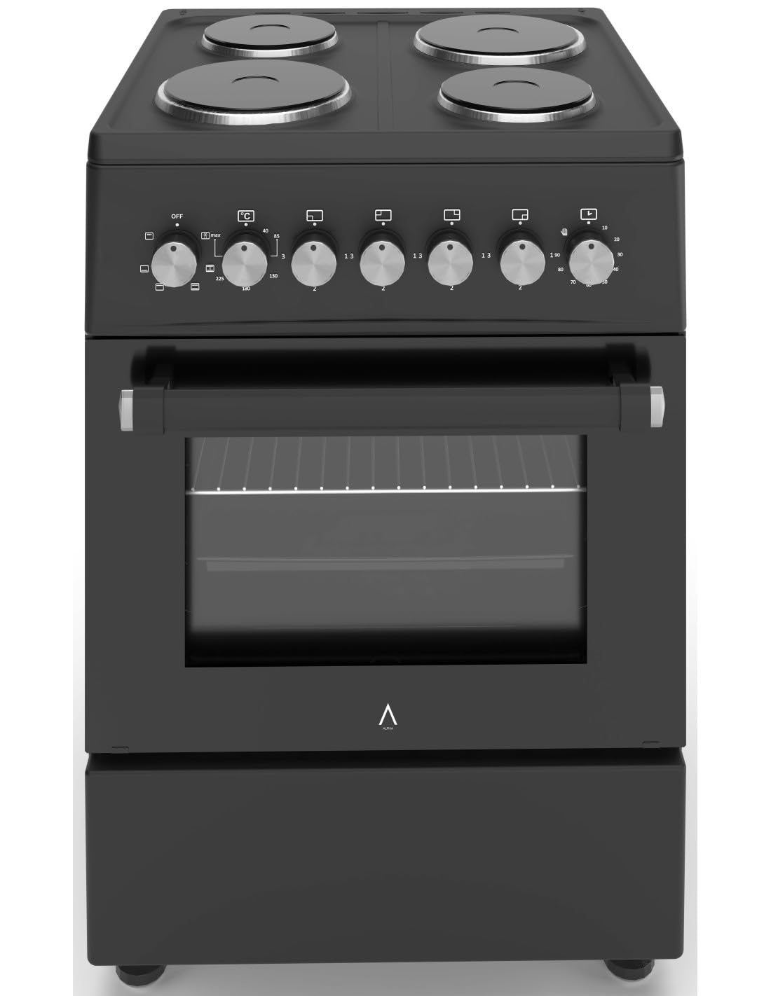 ALPHA Cocina Eléctrica VULCANO ELITE-60E Negro Mate, Horno 6 Funciones