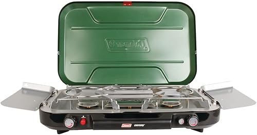 Estufa de camping de propano Coleman Classic de 3 hornillas con encendido InstaStart, estufa portátil con 3 quemadores ajustables y 28,000 BTU de
