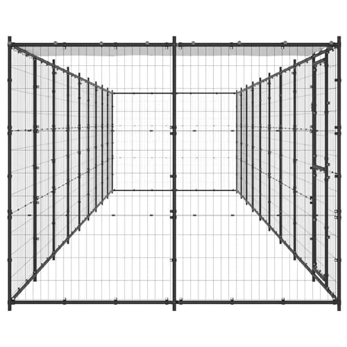 Vopese Hundehütte Spiel Paradies Pulverbeschichteter Stahl PE Schwarz Silber 990x220x180cm Model3082296