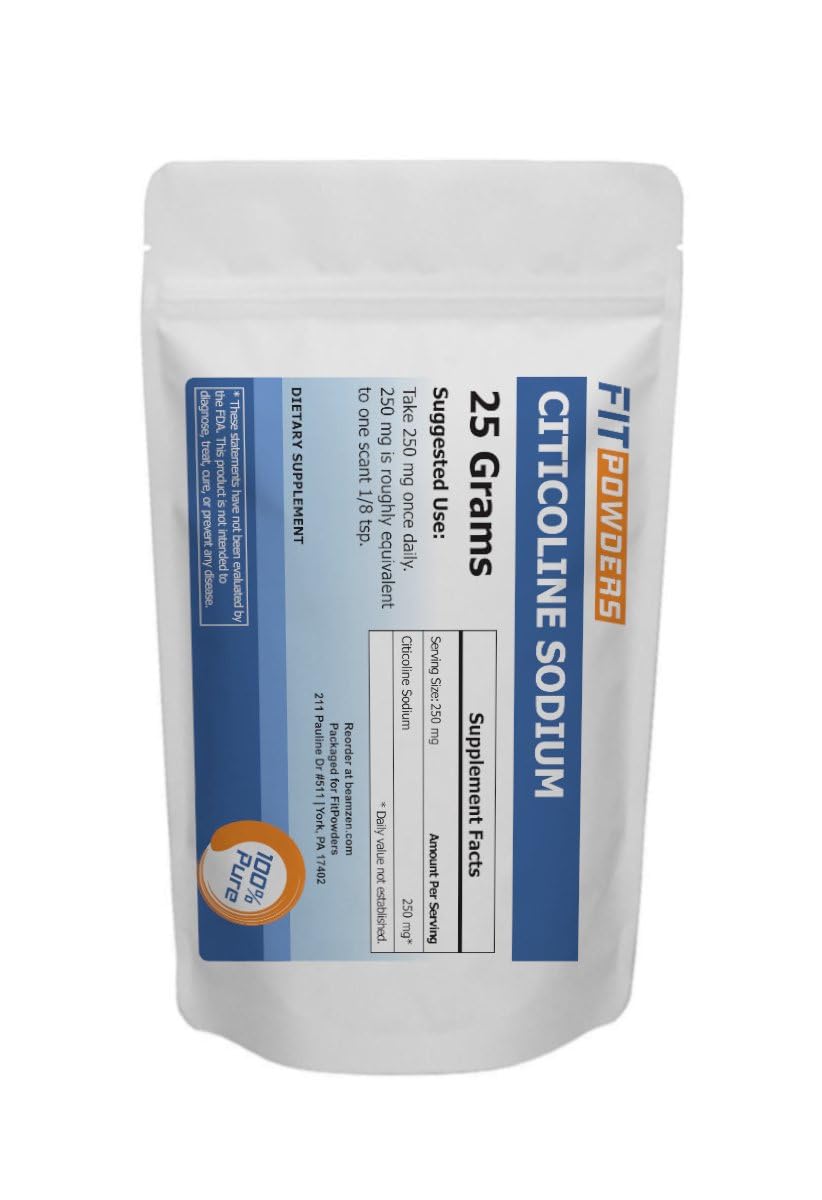 Citicoline Powder, Pure CDP Choline with Scoop (25 Grams)