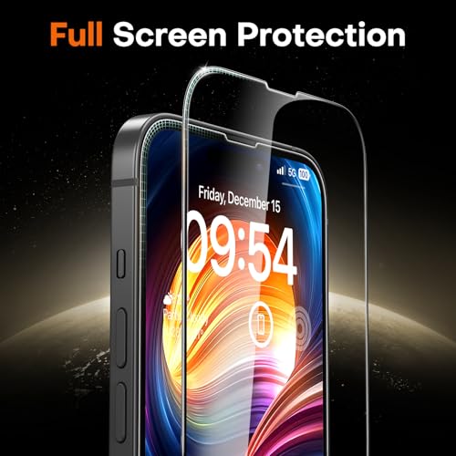 Image of TOCOL Screen Protector Compatible with iPhone 15 6.1 inch, 2 Pack Military Grade Aerospace Tempered Glass 9H+ Hardness 12Ft Shatterproof Drop Protection Sensitive Touch Easy Installation Bubble-Free Anti-Scratch Case Friendly Clear