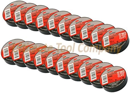 20pc 3M Electrical Tape Temflex 60ft Rolls | 20-Pack Professional Vinyl Tape 60 Feet per Roll