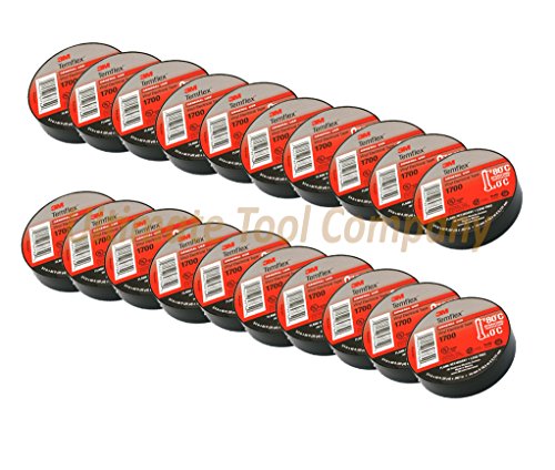 20pc 3M Electrical Tape Temflex 60ft Rolls | 20-Pack Professional Vinyl Tape 60 Feet per Roll